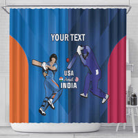 Custom USA and India Cricket Shower Curtain 2024 Together Dynamic Style