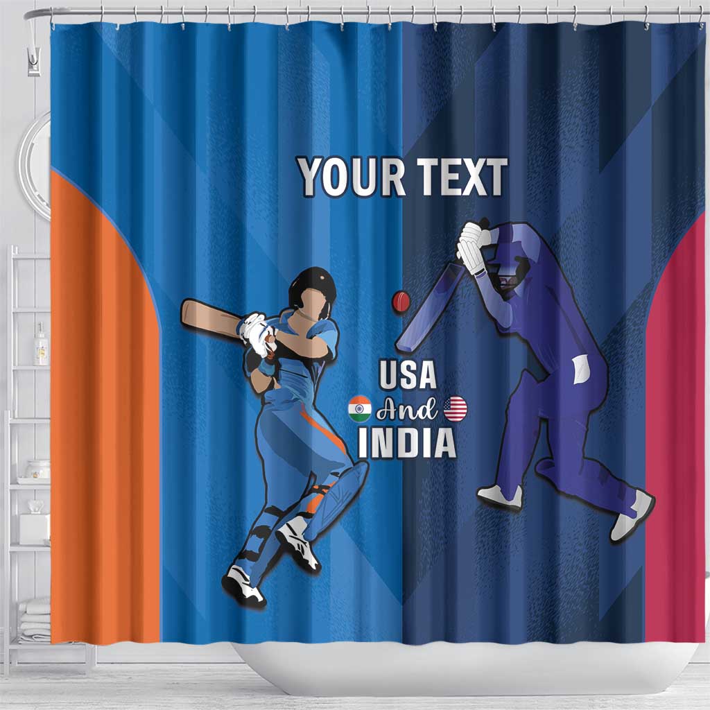 Custom USA and India Cricket Shower Curtain 2024 Together Dynamic Style