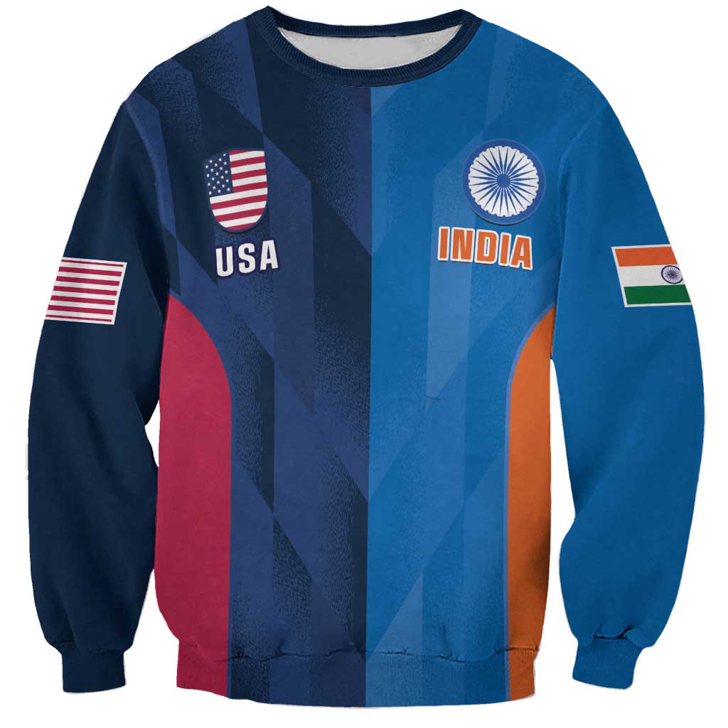 Custom USA and India Cricket Sweatshirt 2024 Together Dynamic Style - Wonder Print Shop