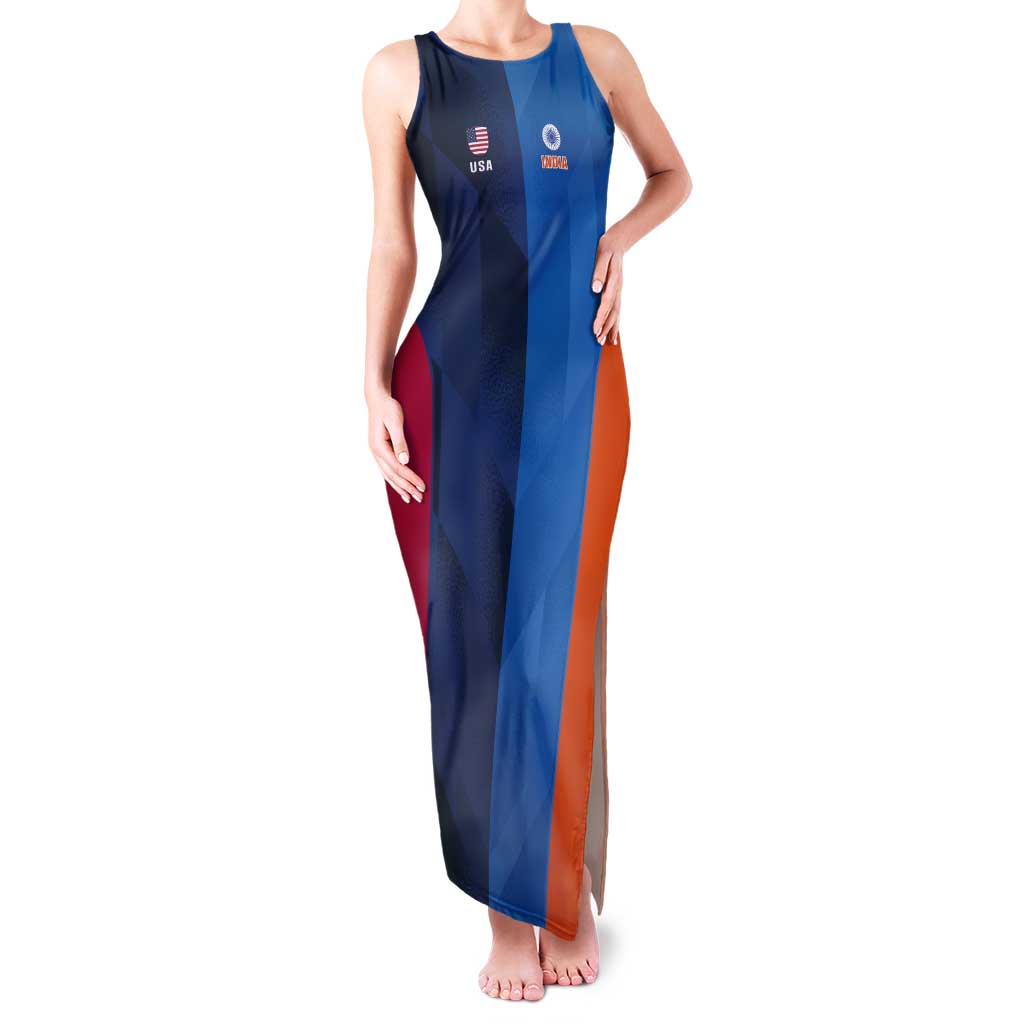 Custom USA and India Cricket Tank Maxi Dress 2024 Together Dynamic Style - Wonder Print Shop
