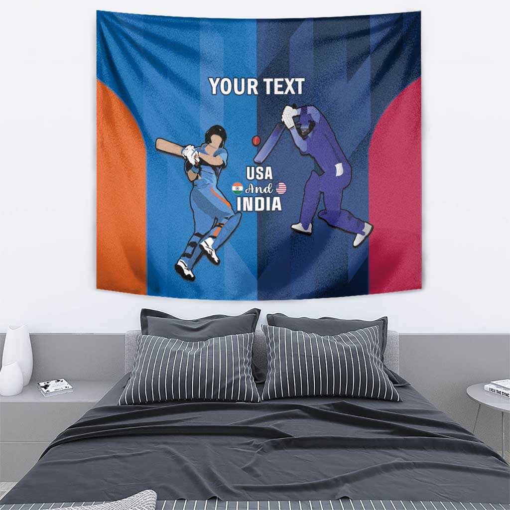 Custom USA and India Cricket Tapestry 2024 Together Dynamic Style - Wonder Print Shop