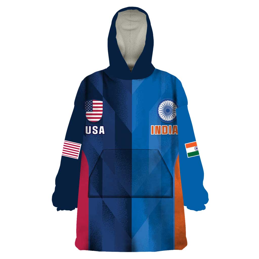 Custom USA and India Cricket Wearable Blanket Hoodie 2024 Together Dynamic Style - Wonder Print Shop