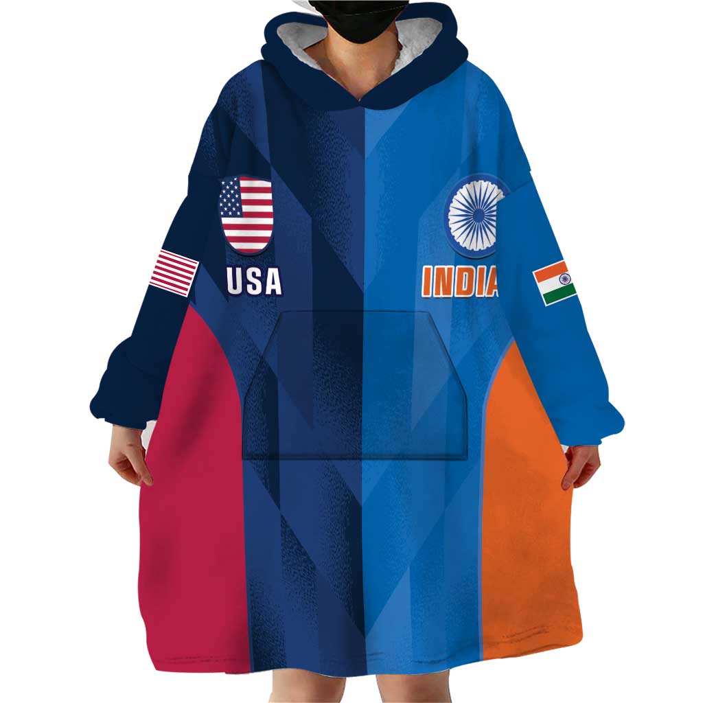 Custom USA and India Cricket Wearable Blanket Hoodie 2024 Together Dynamic Style - Wonder Print Shop