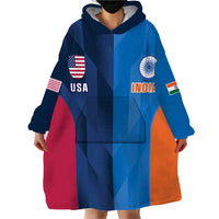 Custom USA and India Cricket Wearable Blanket Hoodie 2024 Together Dynamic Style - Wonder Print Shop