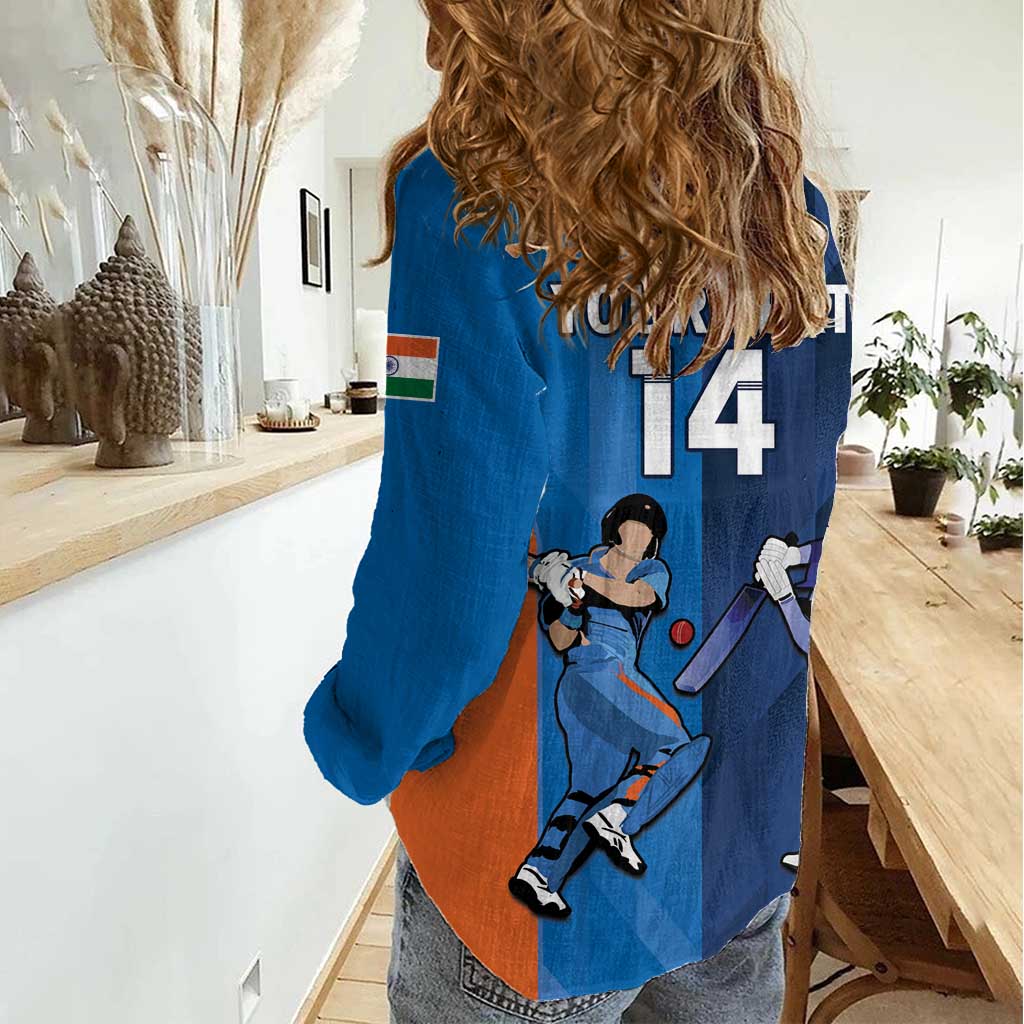 Custom USA and India Cricket Women Casual Shirt 2024 Together Dynamic Style - Wonder Print Shop