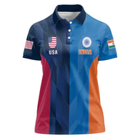 Custom USA and India Cricket Women Polo Shirt 2024 Together Dynamic Style - Wonder Print Shop