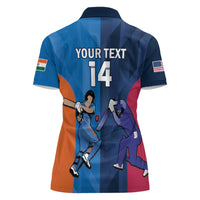 Custom USA and India Cricket Women Polo Shirt 2024 Together Dynamic Style - Wonder Print Shop