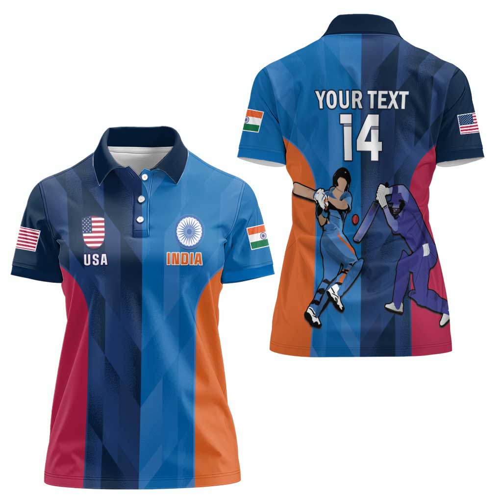 Custom USA and India Cricket Women Polo Shirt 2024 Together Dynamic Style - Wonder Print Shop