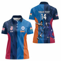 Custom USA and India Cricket Women Polo Shirt 2024 Together Dynamic Style - Wonder Print Shop