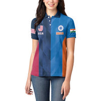Custom USA and India Cricket Women Polo Shirt 2024 Together Dynamic Style - Wonder Print Shop