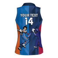 Custom USA and India Cricket Women Sleeveless Polo Shirt 2024 Together Dynamic Style - Wonder Print Shop
