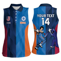 Custom USA and India Cricket Women Sleeveless Polo Shirt 2024 Together Dynamic Style - Wonder Print Shop
