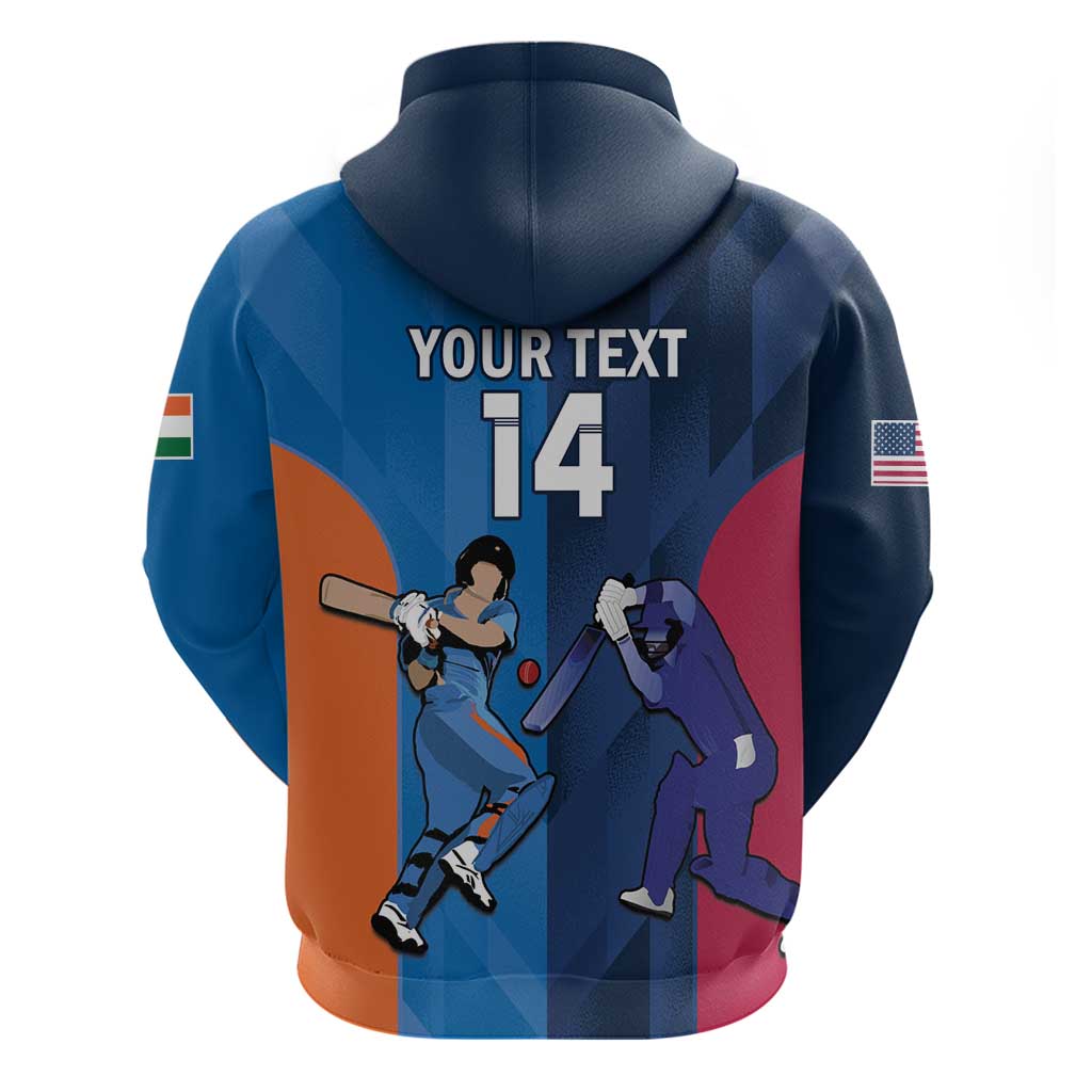 Custom USA and India Cricket Zip Hoodie 2024 Together Dynamic Style - Wonder Print Shop