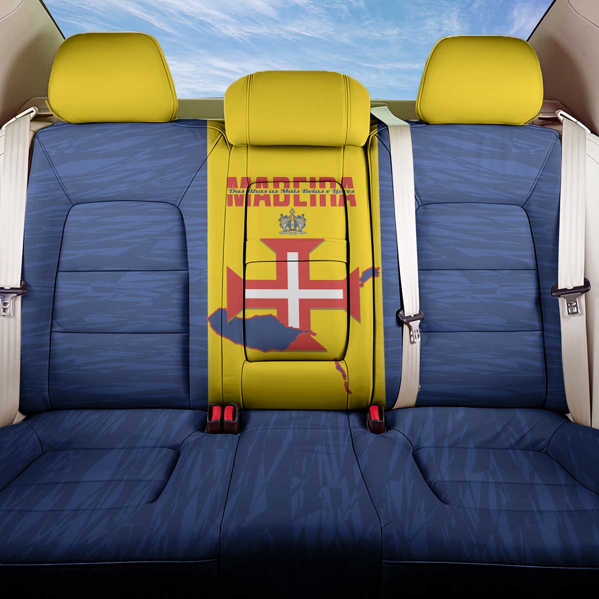 Maderia Day Back Car Seat Cover Pearl of the Atlantic Flag Style - Wonder Print Shop