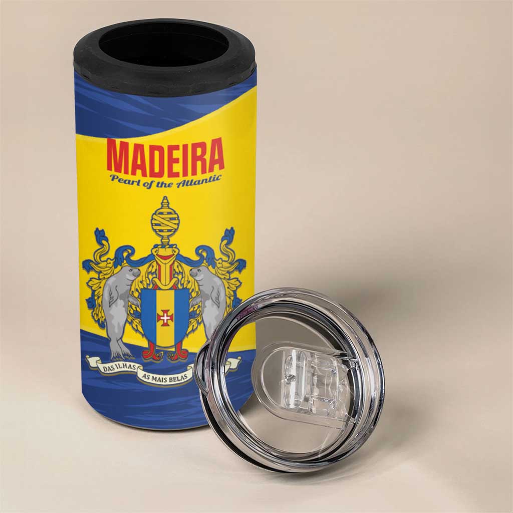 Maderia Day 4 in 1 Can Cooler Tumbler Pearl of the Atlantic Flag Style - Wonder Print Shop