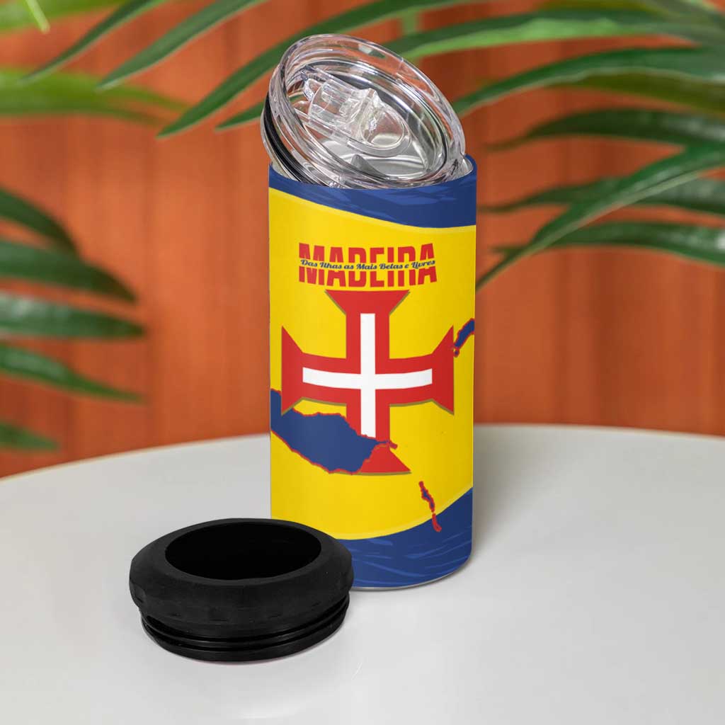 Maderia Day 4 in 1 Can Cooler Tumbler Pearl of the Atlantic Flag Style - Wonder Print Shop