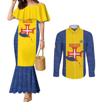 Maderia Day Couples Matching Mermaid Dress and Long Sleeve Button Shirt Pearl of the Atlantic Flag Style - Wonder Print Shop