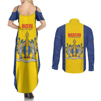 Maderia Day Couples Matching Summer Maxi Dress and Long Sleeve Button Shirt Pearl of the Atlantic Flag Style - Wonder Print Shop