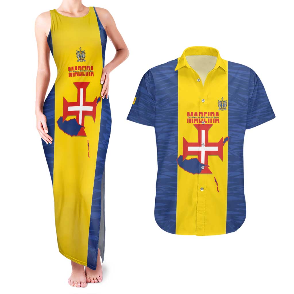 Maderia Day Couples Matching Tank Maxi Dress and Hawaiian Shirt Pearl of the Atlantic Flag Style - Wonder Print Shop