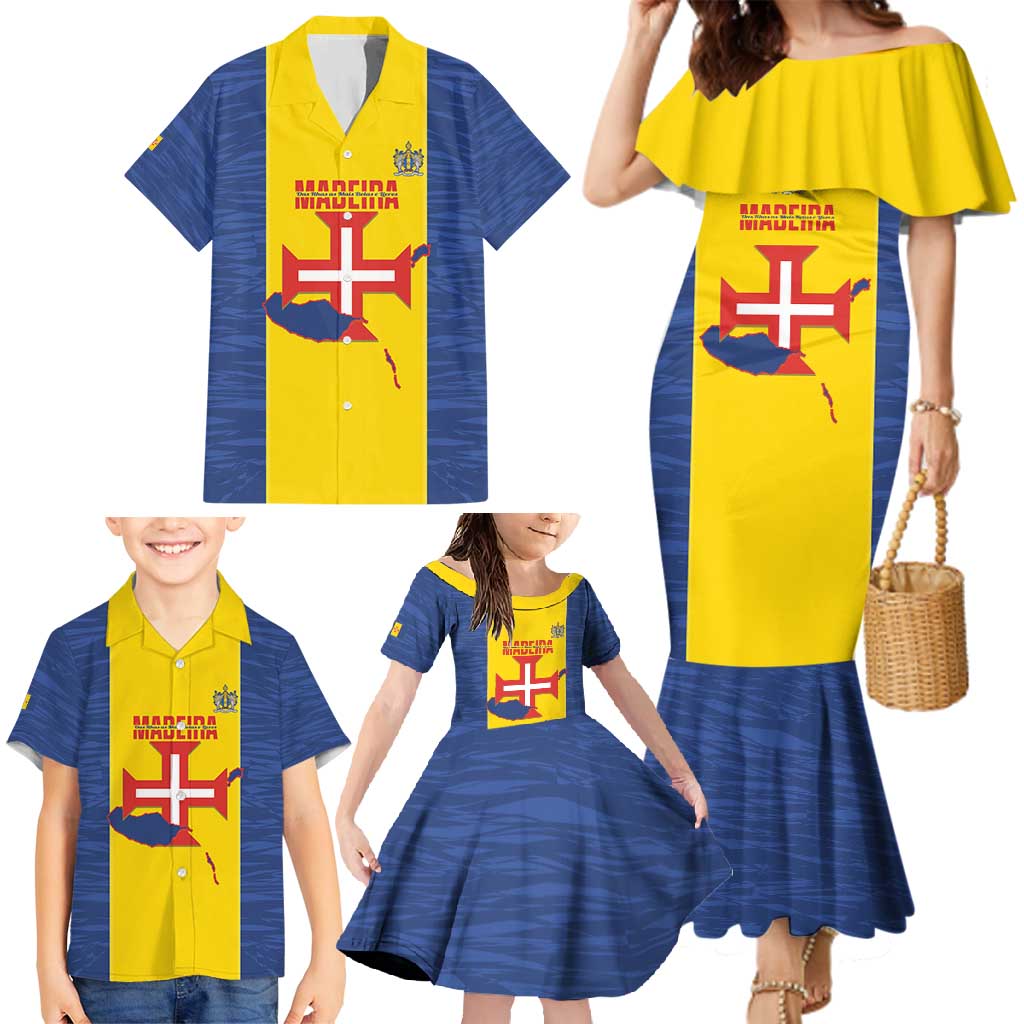 Maderia Day Family Matching Mermaid Dress and Hawaiian Shirt Pearl of the Atlantic Flag Style - Wonder Print Shop