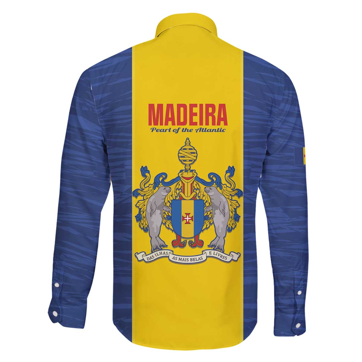 Maderia Day Family Matching Off The Shoulder Long Sleeve Dress and Hawaiian Shirt Pearl of the Atlantic Flag Style - Wonder Print Shop