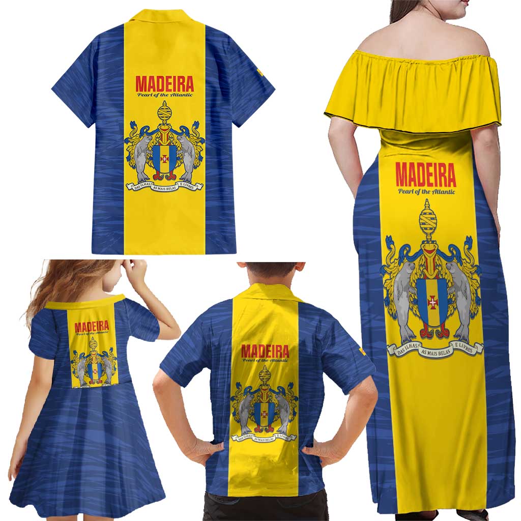 Maderia Day Family Matching Off Shoulder Maxi Dress and Hawaiian Shirt Pearl of the Atlantic Flag Style - Wonder Print Shop