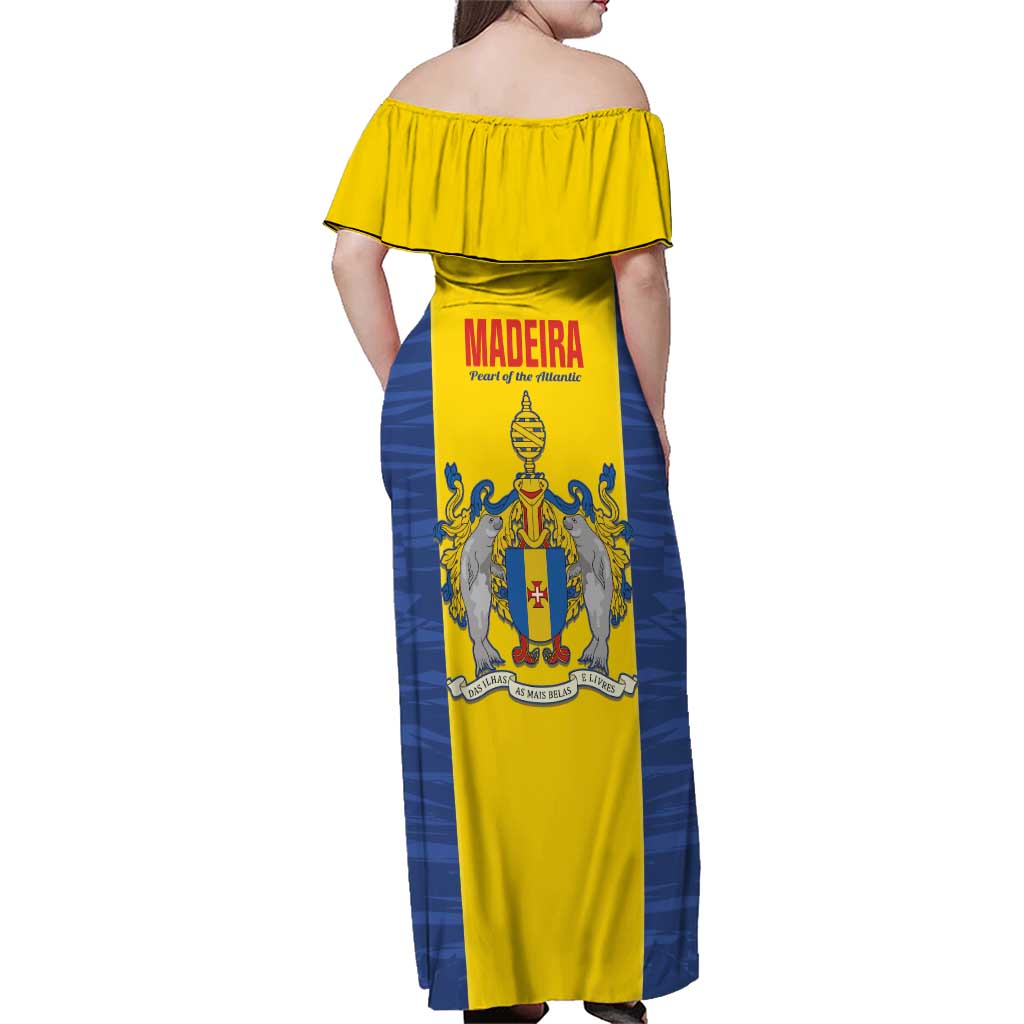 Maderia Day Family Matching Off Shoulder Maxi Dress and Hawaiian Shirt Pearl of the Atlantic Flag Style - Wonder Print Shop