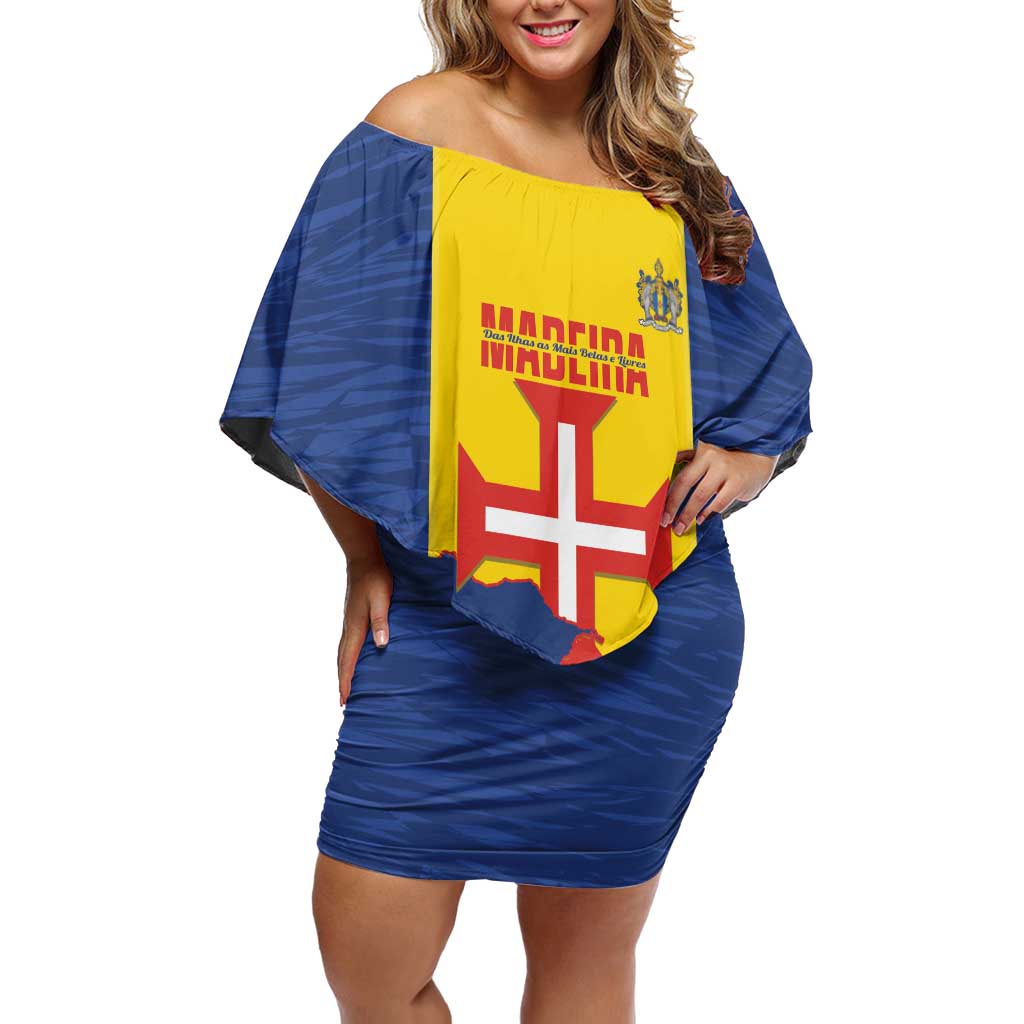 Maderia Day Family Matching Off Shoulder Short Dress and Hawaiian Shirt Pearl of the Atlantic Flag Style - Wonder Print Shop