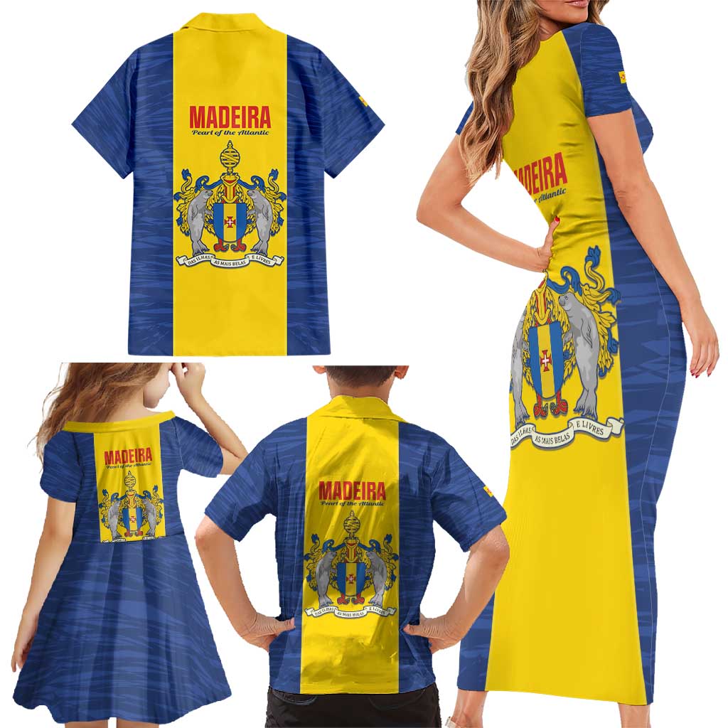 Maderia Day Family Matching Short Sleeve Bodycon Dress and Hawaiian Shirt Pearl of the Atlantic Flag Style - Wonder Print Shop