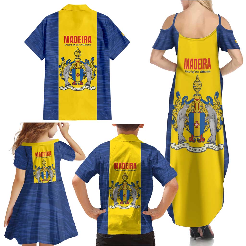 Maderia Day Family Matching Summer Maxi Dress and Hawaiian Shirt Pearl of the Atlantic Flag Style - Wonder Print Shop