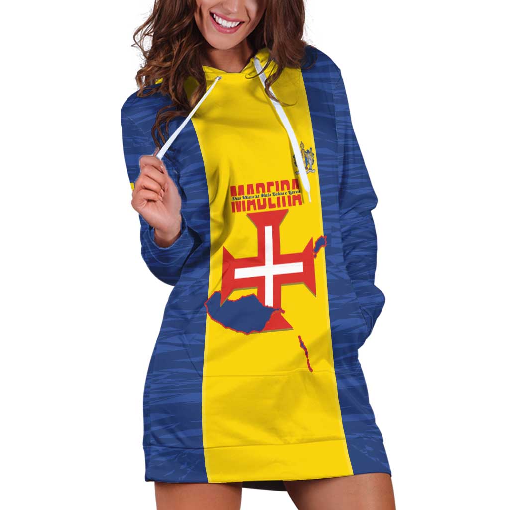 Maderia Day Hoodie Dress Pearl of the Atlantic Flag Style - Wonder Print Shop