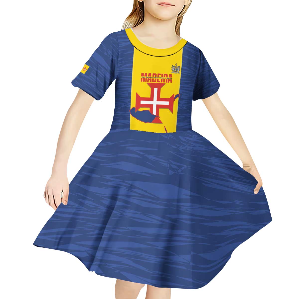 Maderia Day Kid Short Sleeve Dress Pearl of the Atlantic Flag Style - Wonder Print Shop
