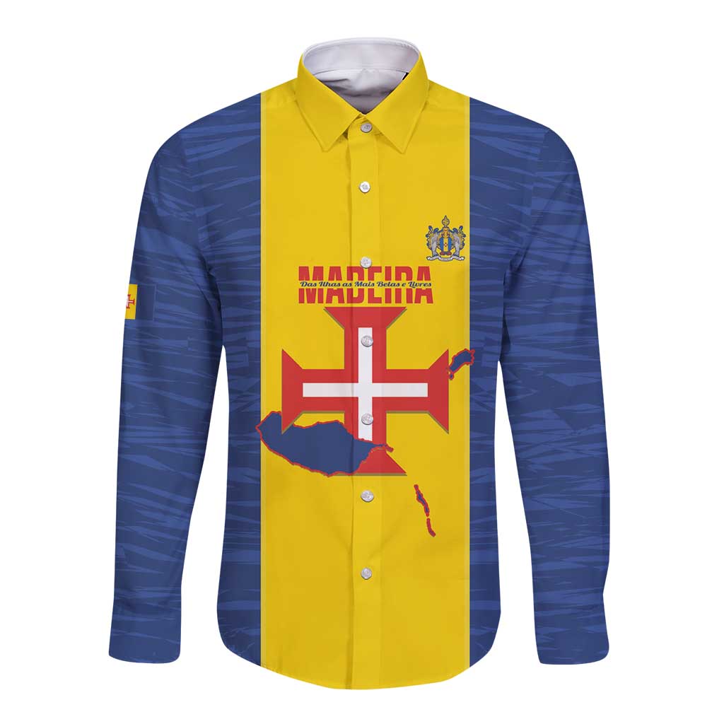 Maderia Day Long Sleeve Button Shirt Pearl of the Atlantic Flag Style - Wonder Print Shop