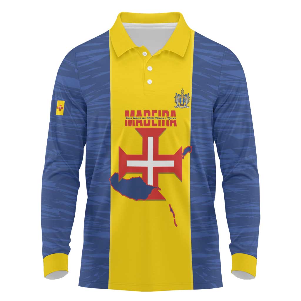 Maderia Day Long Sleeve Polo Shirt Pearl of the Atlantic Flag Style - Wonder Print Shop