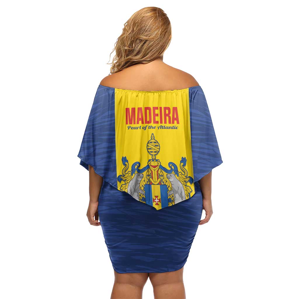 Maderia Day Off Shoulder Short Dress Pearl of the Atlantic Flag Style - Wonder Print Shop