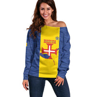 Maderia Day Off Shoulder Sweater Pearl of the Atlantic Flag Style - Wonder Print Shop