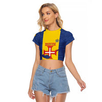 Maderia Day Raglan Cropped T Shirt Pearl of the Atlantic Flag Style - Wonder Print Shop