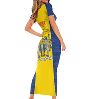 Maderia Day Short Sleeve Bodycon Dress Pearl of the Atlantic Flag Style - Wonder Print Shop