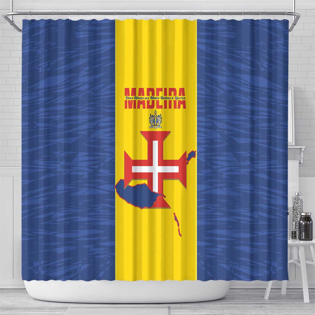 Maderia Day Shower Curtain Pearl of the Atlantic Flag Style - Wonder Print Shop