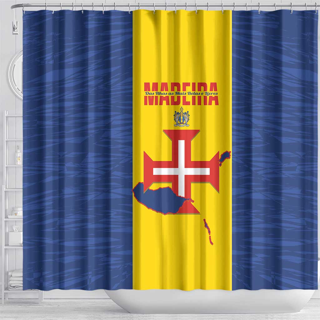 Maderia Day Shower Curtain Pearl of the Atlantic Flag Style - Wonder Print Shop