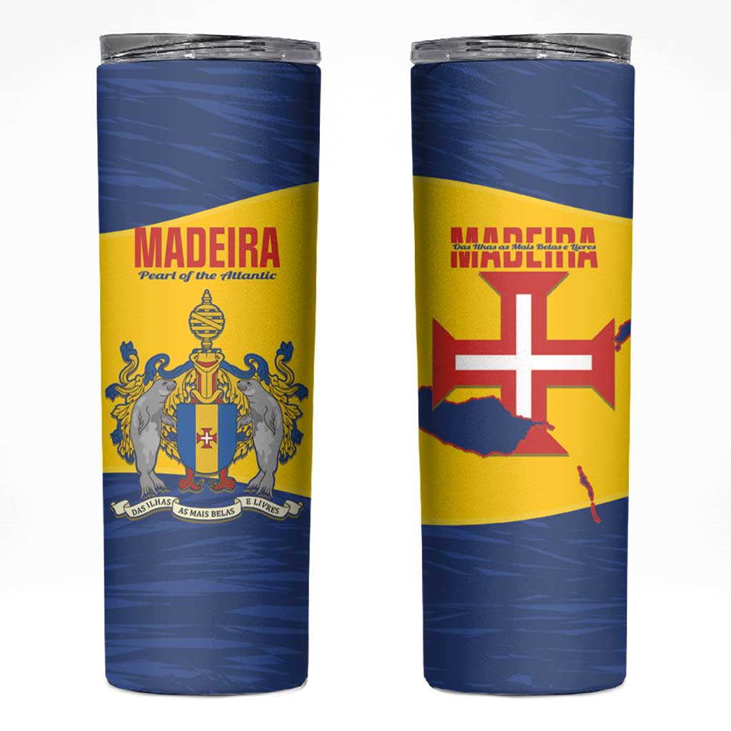 Maderia Day Skinny Tumbler Pearl of the Atlantic Flag Style - Wonder Print Shop