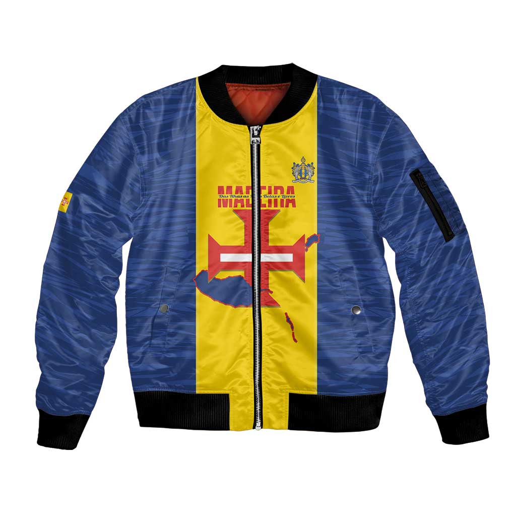 Maderia Day Sleeve Zip Bomber Jacket Pearl of the Atlantic Flag Style - Wonder Print Shop