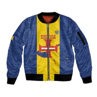 Maderia Day Sleeve Zip Bomber Jacket Pearl of the Atlantic Flag Style - Wonder Print Shop