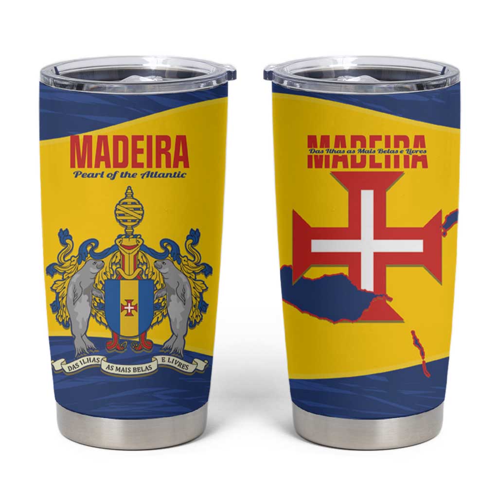 Maderia Day Tumbler Cup Pearl of the Atlantic Flag Style - Wonder Print Shop