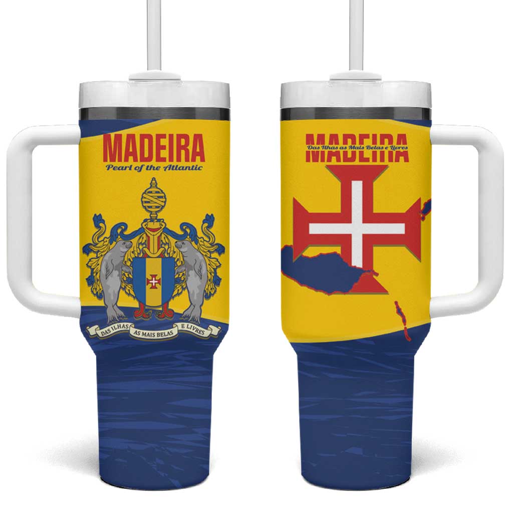 Maderia Day Tumbler With Handle Pearl of the Atlantic Flag Style - Wonder Print Shop