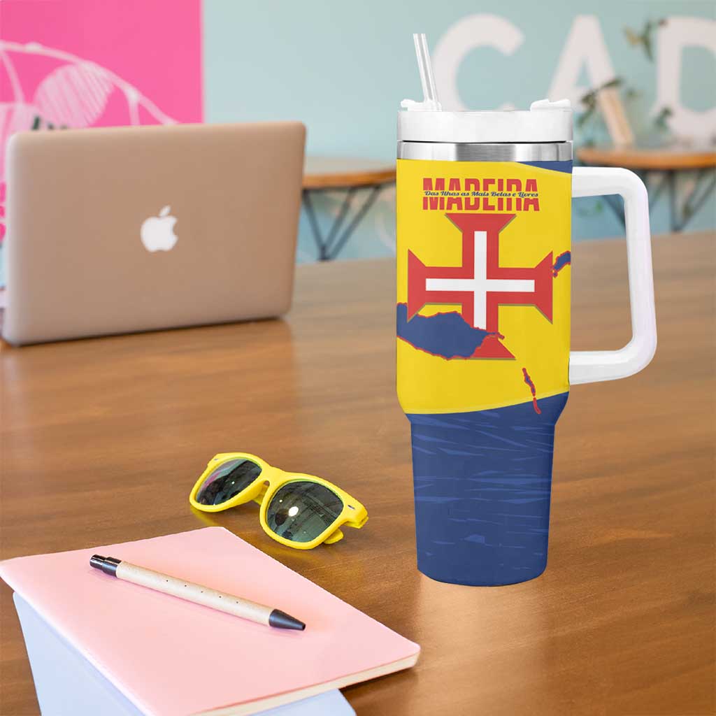 Maderia Day Tumbler With Handle Pearl of the Atlantic Flag Style - Wonder Print Shop