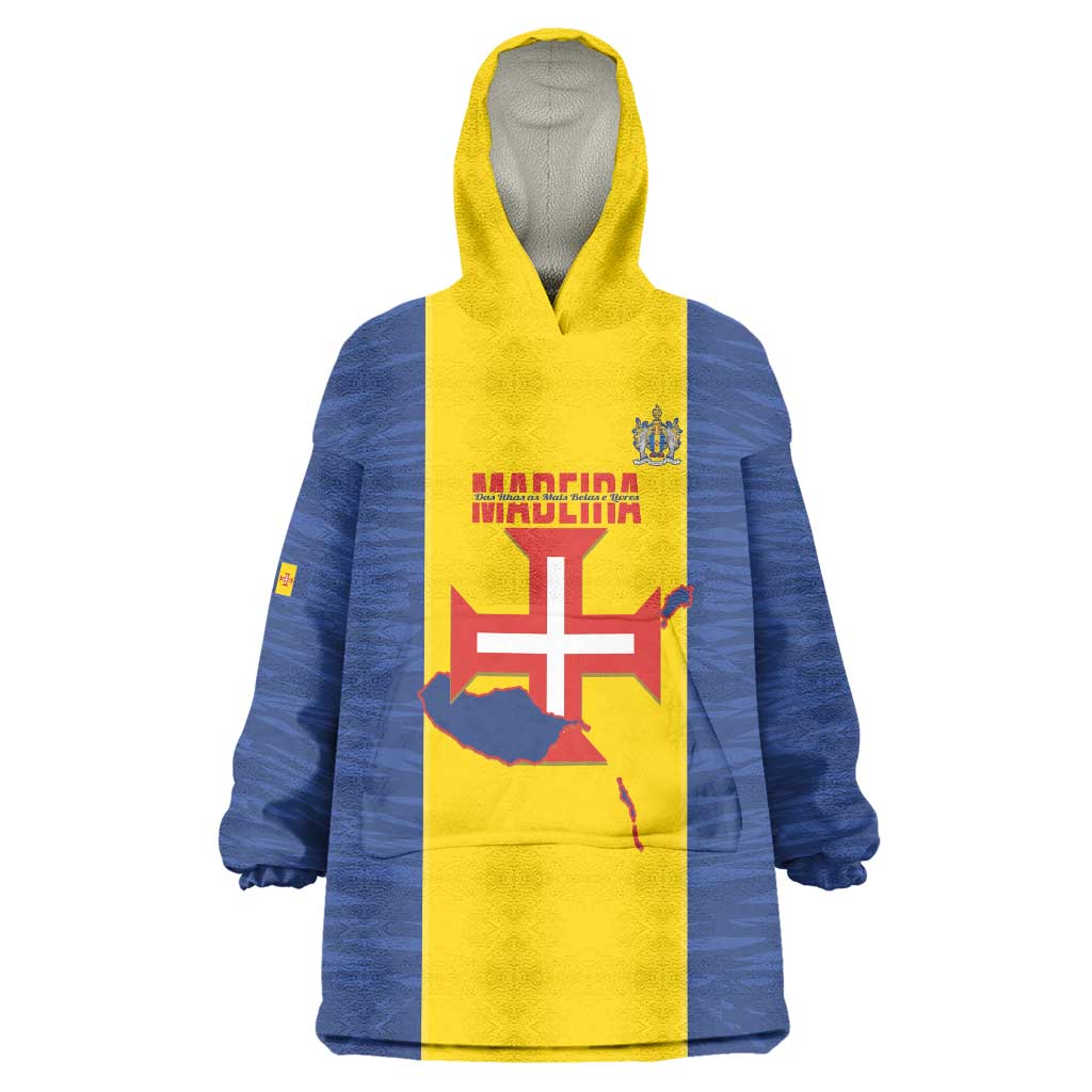 Maderia Day Wearable Blanket Hoodie Pearl of the Atlantic Flag Style - Wonder Print Shop