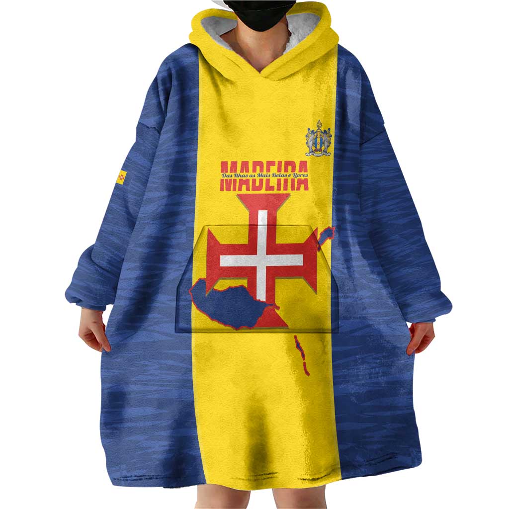 Maderia Day Wearable Blanket Hoodie Pearl of the Atlantic Flag Style - Wonder Print Shop