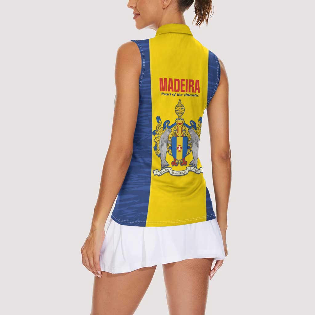 Maderia Day Women Sleeveless Polo Shirt Pearl of the Atlantic Flag Style - Wonder Print Shop