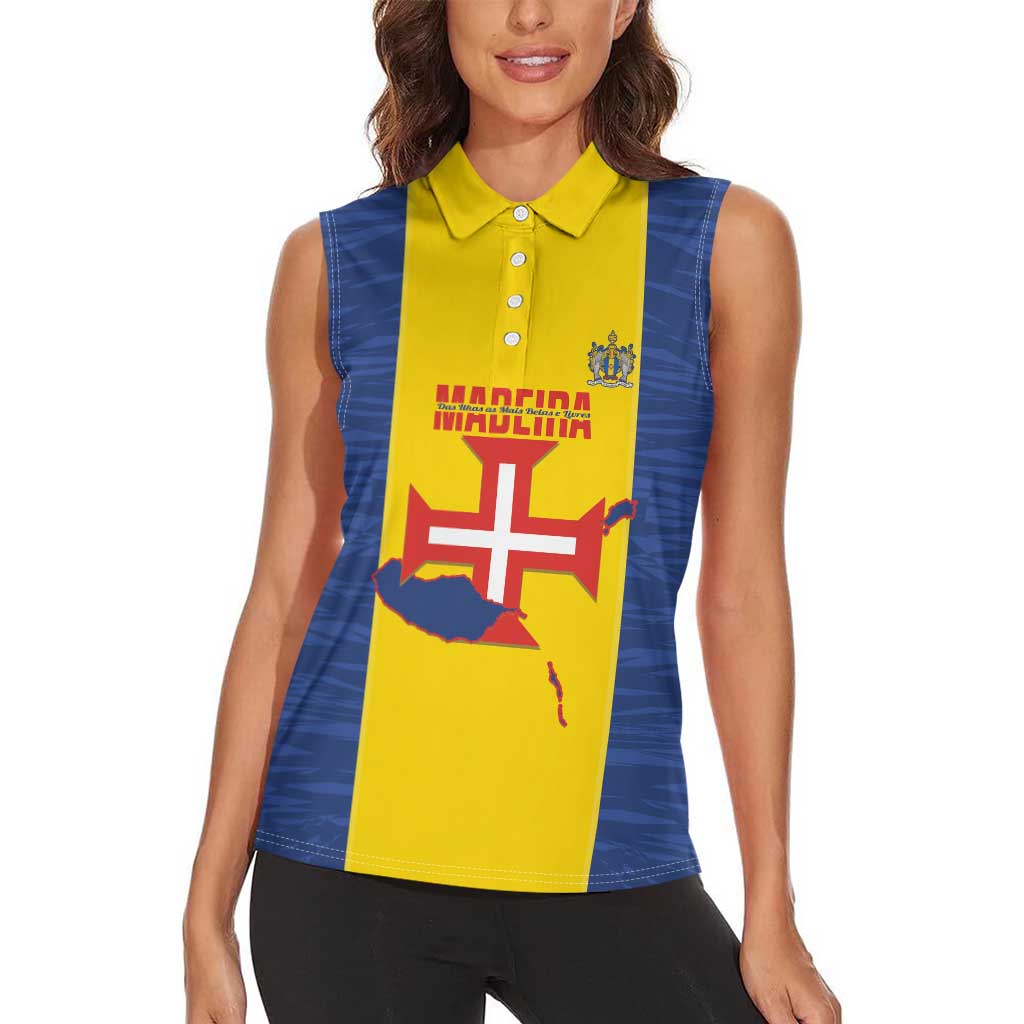 Maderia Day Women Sleeveless Polo Shirt Pearl of the Atlantic Flag Style - Wonder Print Shop